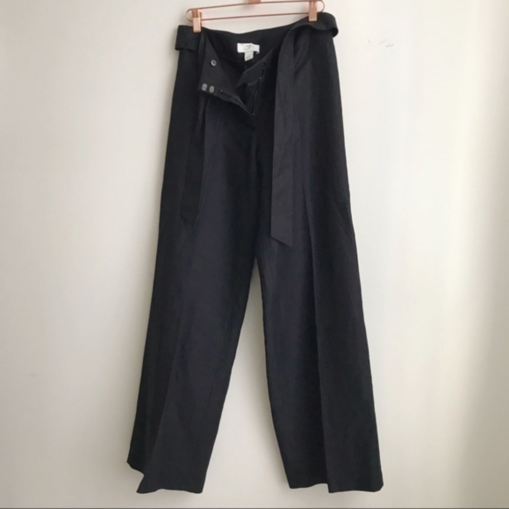 Loft black linen wide leg style dress pants